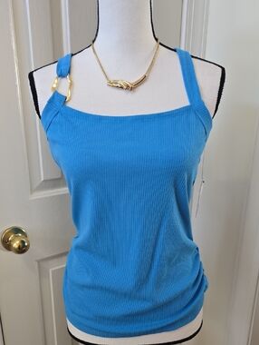 INTEMPO BRAND WOMEN'S BLUE RIBBED SUMMER TANK TOP SIZE MEDIUM